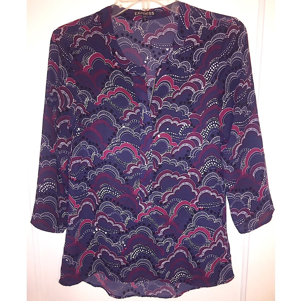 Express Zip Up Patterned Blouse